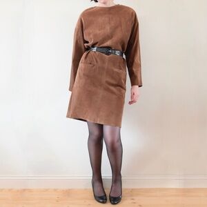 Vintage XOE New York for Saks 5th Ave Brown Suede Dress w/ Pockets Size 8